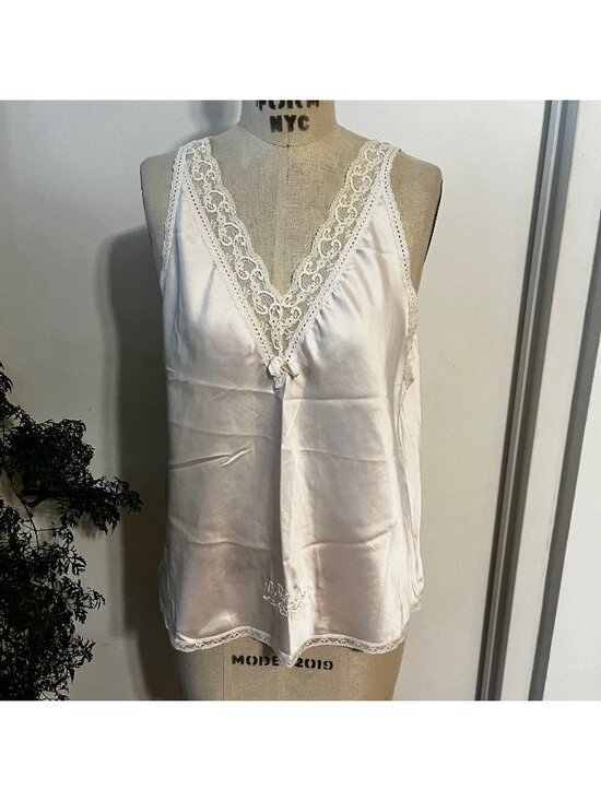 Christian Dior Tops - Vintage CHRISTIAN DIOR Satin Baby Pink Lace Cami  Size Large